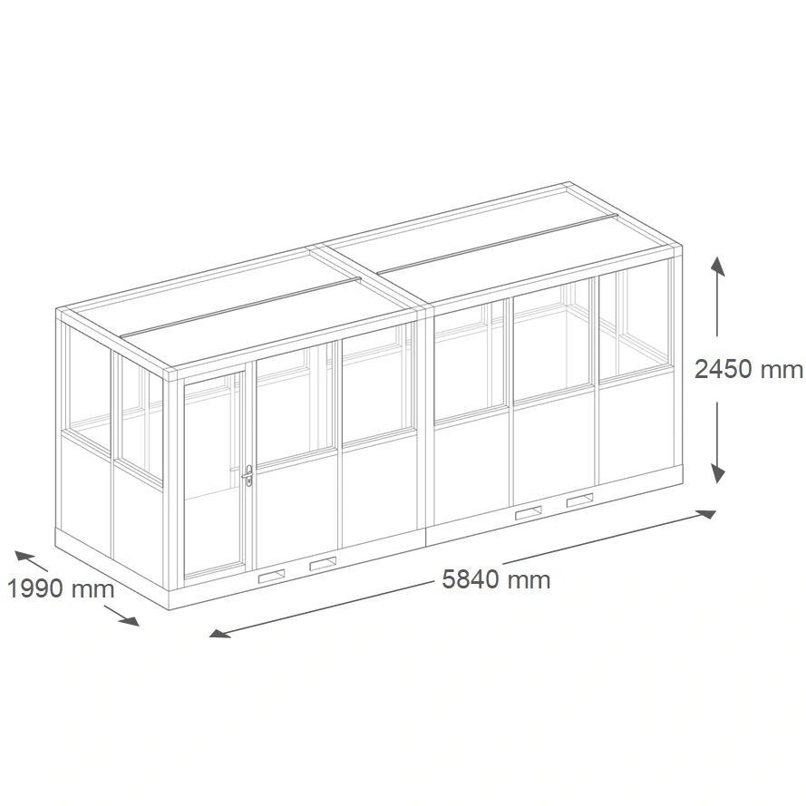 Plan 3D technique cabine d’atelier palettisable 6x2m