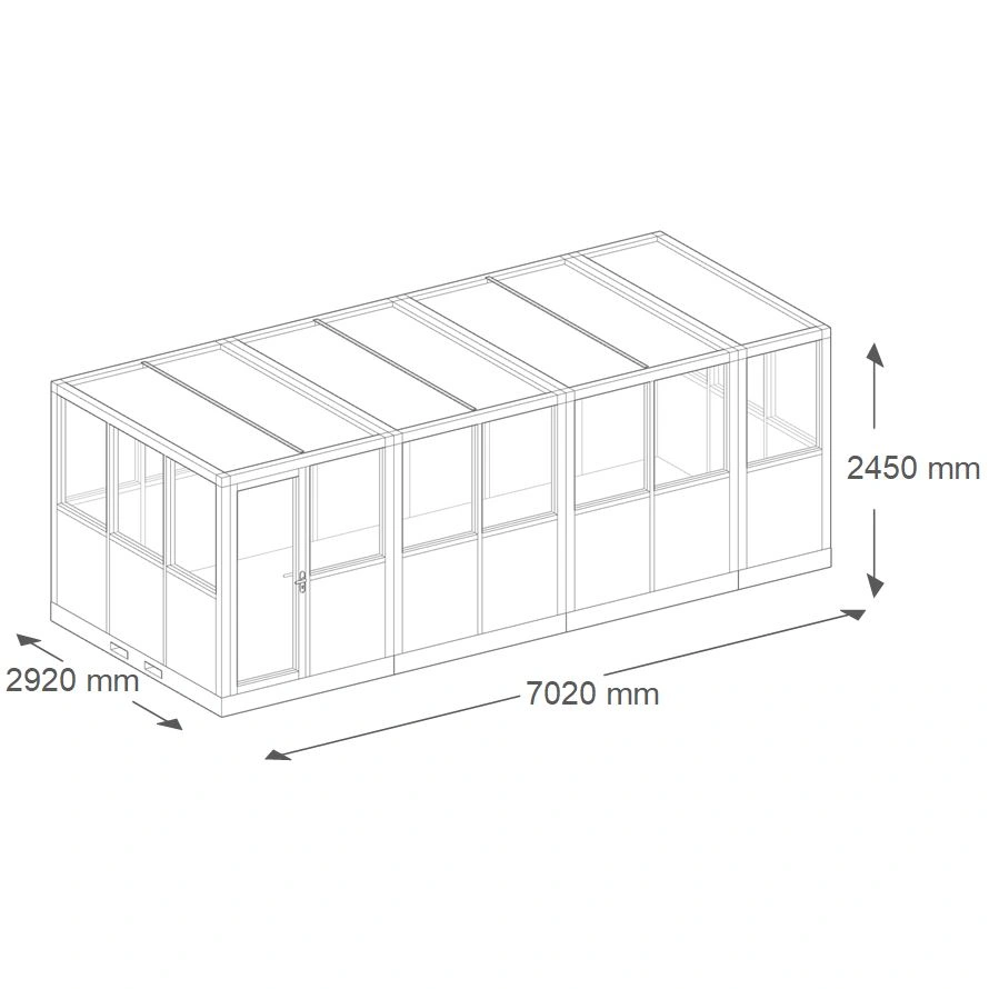 Plan 3D technique cabine d’atelier palettisable 7x3m NOVOCAB