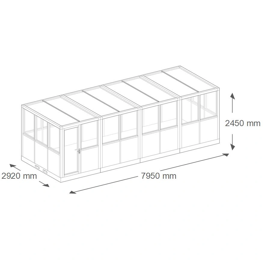 Plan 3D technique cabine d’atelier palettisable 8x3m NOVOCAB