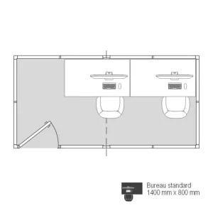 Implantation 2D cabine d’atelier palettisable 4x2m NOVOCAB avec deux postes-2
