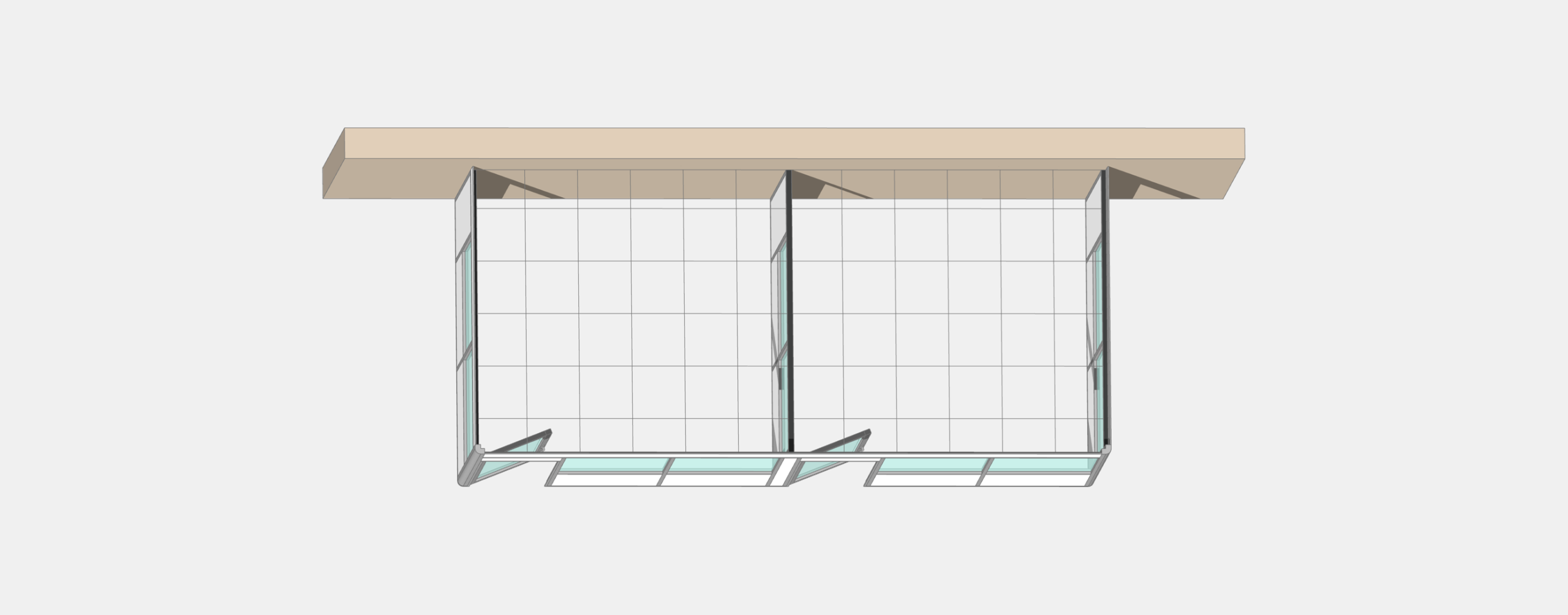 Plan vue de dessus cabine d'atelier NOVOKIT 2-3f 2 modules 3 faces mur deux cellules cloison