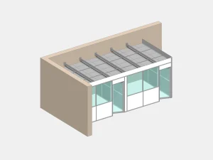 Cabine d'atelier en kit angle gauche NOVOKIT deux espaces plafond vue 3D
