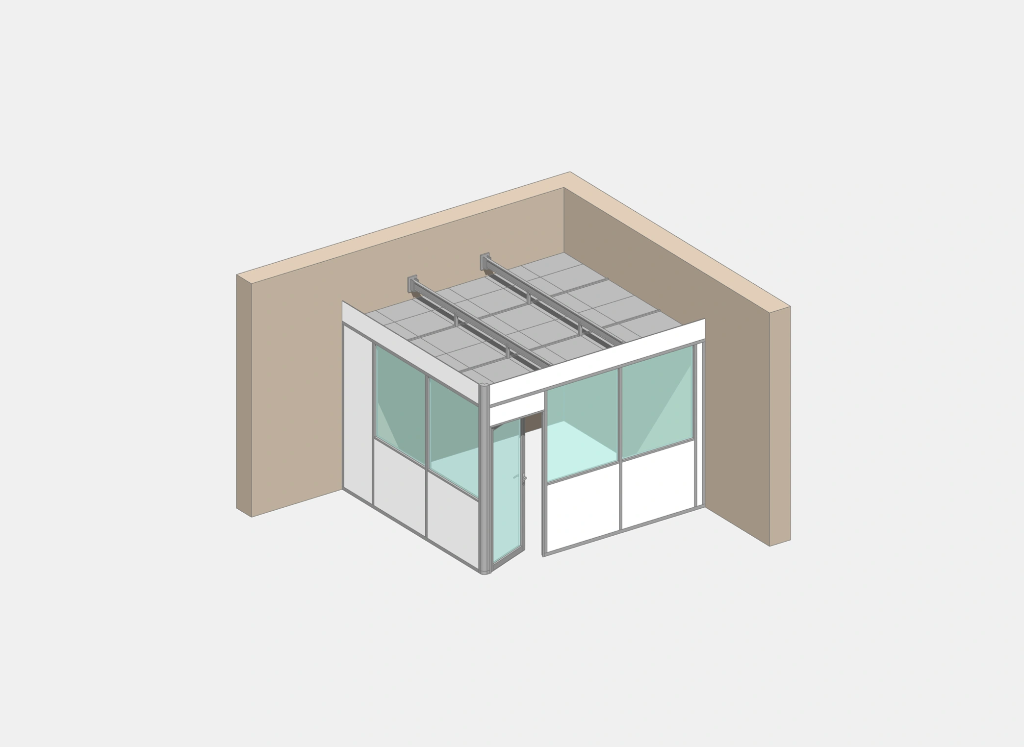 Cabine d'atelier en kit 1 module angle droit