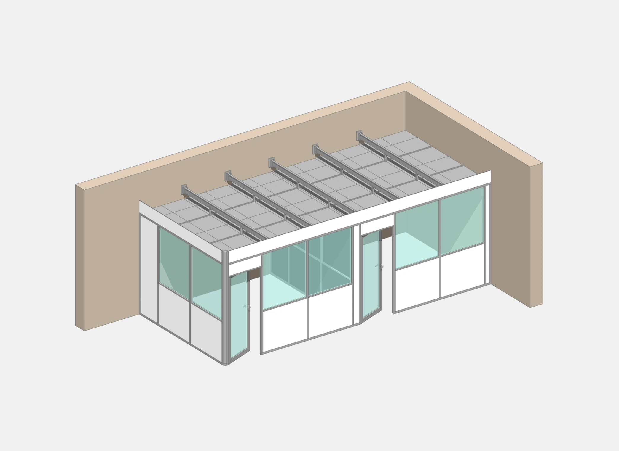Cabine d'atelier en kit 2 modules angle droit