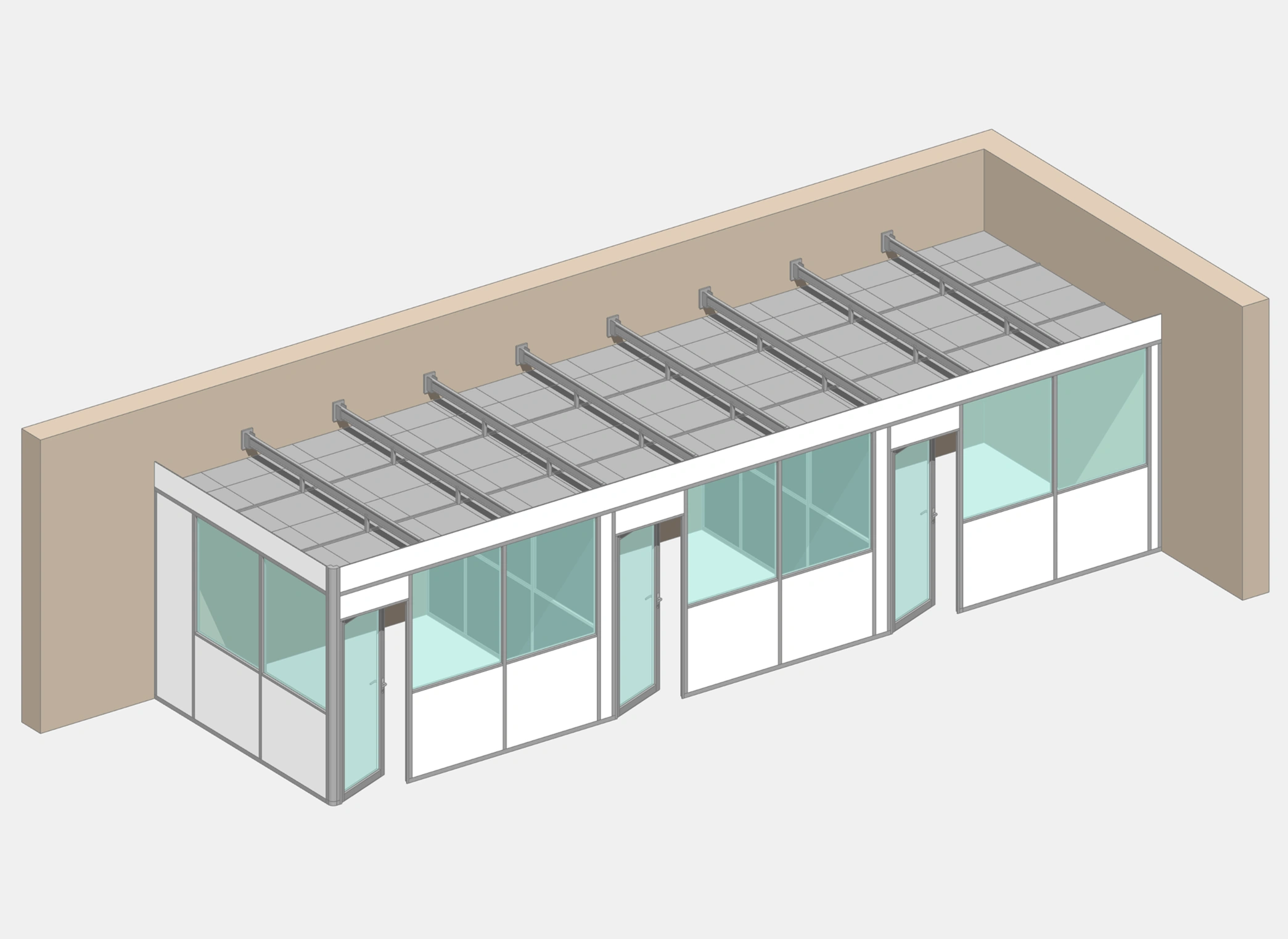 Cabine d'atelier en kit 3 modules angle droit