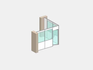Cloison autoportante angle gauche NOVOKIT 1 espace aluminium thermolaqué ancrage dalle béton atelier sur mesure